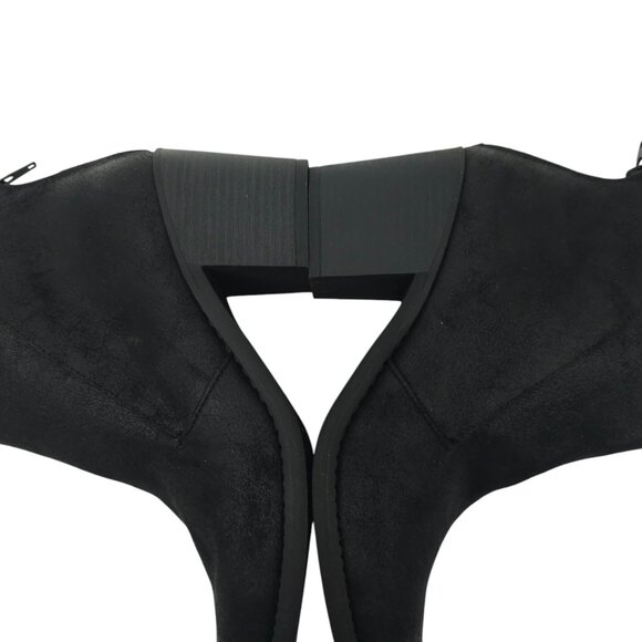 Qupid Ankle Boot Women Size 9 Chunky Block Heel Faux Suede Back Zip Bootie Black - Picture 14 of 16